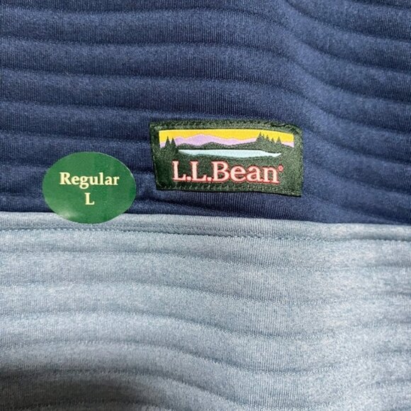 NWT L.L. Bean AirLight Knit Pullover Snap Fleece - Men’s L - Blue Colorblock - Picture 10 of 11
